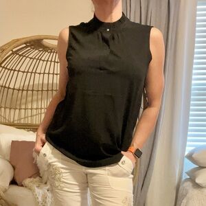 Calvin Klein Sleeveless Pleated Mock-neck Blouse